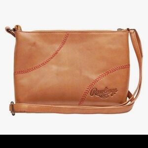 Rawlings Baseball Stitch Tan Leather Crossbody Bag